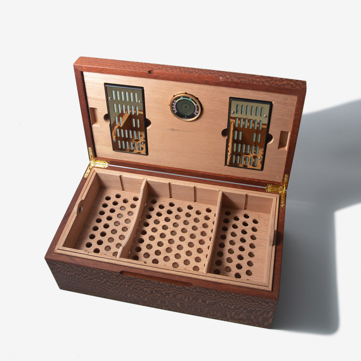 Lacewood Cigar Humidor - Spanish Cedar Lined - 80 Count - Personalized Brass Engraving