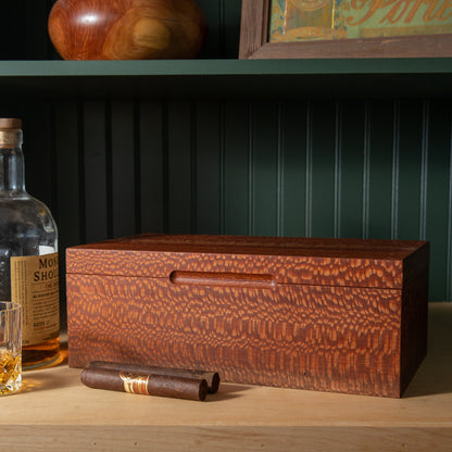 Lacewood Cigar Humidor - Spanish Cedar Lined - 80 Count - Personalized Brass Engraving
