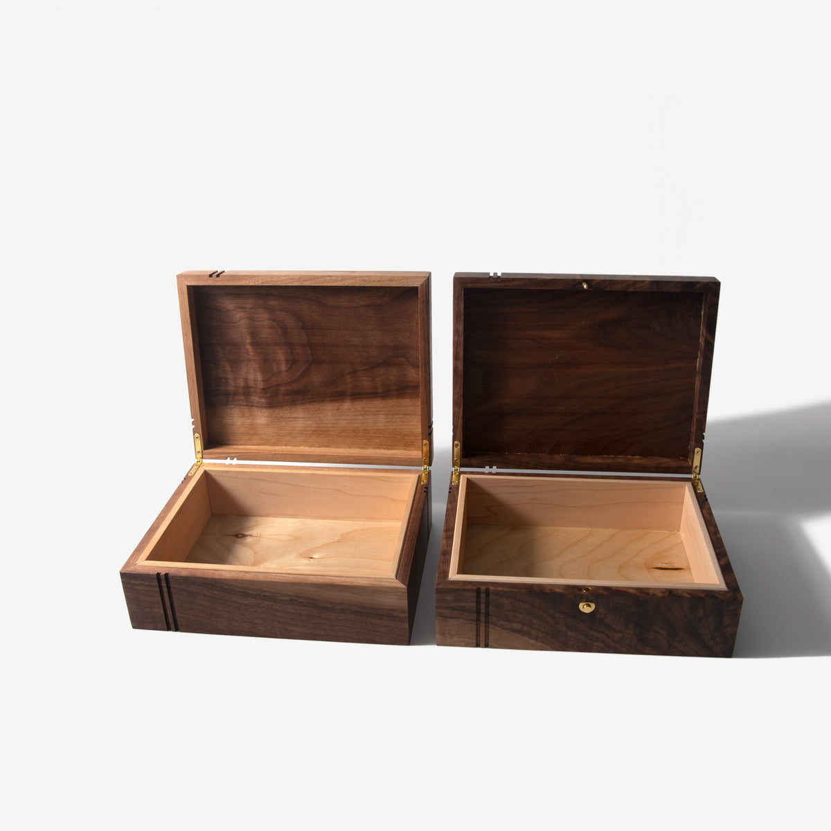Black Walnut and Maple Keepsake Box - Brass Lock - Personalized Memory Box