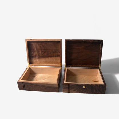 Black Walnut and Maple Keepsake Box - Brass Lock - Personalized Memory Box