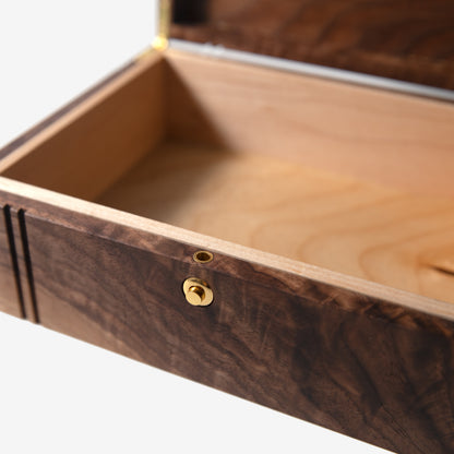 Black Walnut and Maple Keepsake Box - Brass Lock - Personalized Memory Box
