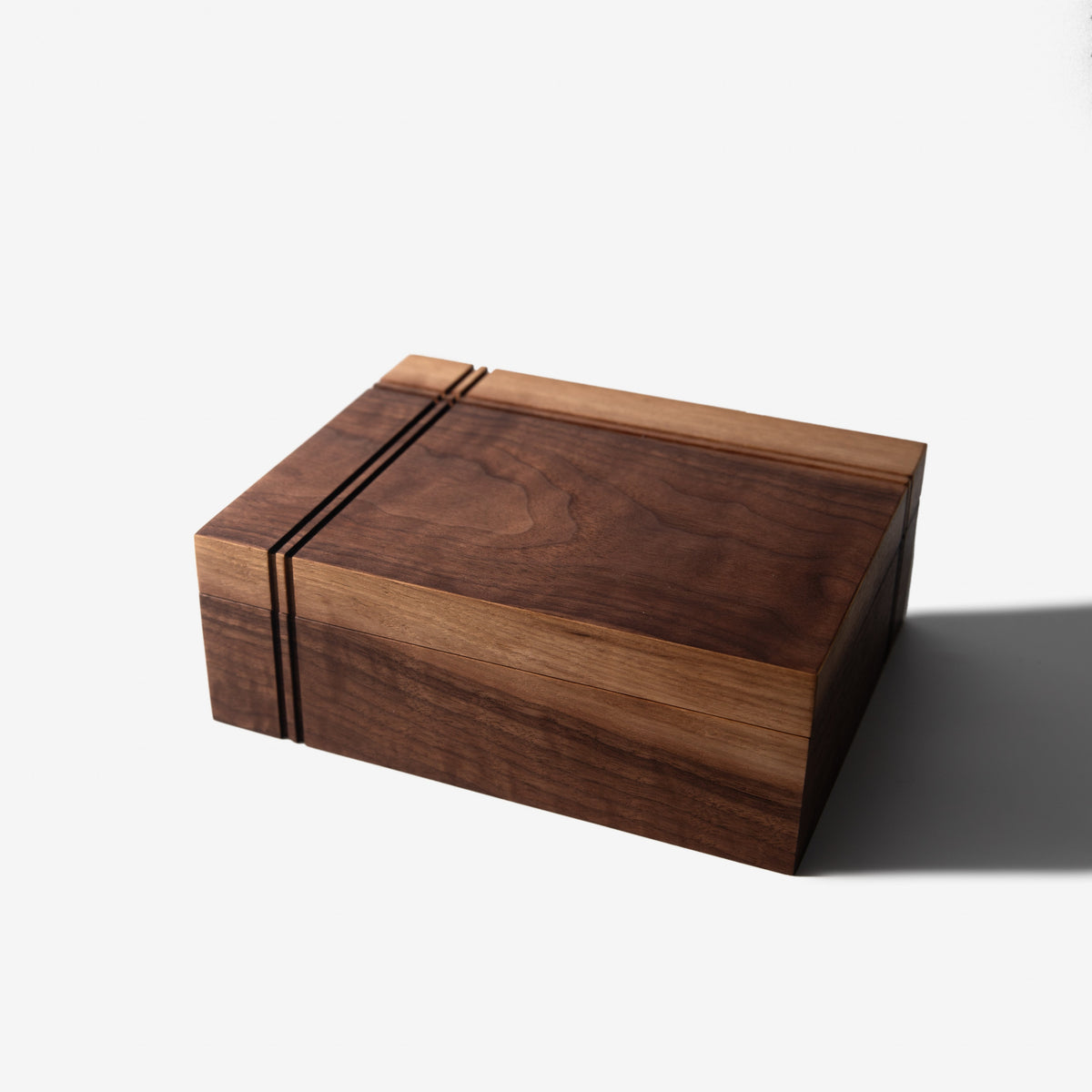 Black Walnut and Maple Keepsake Box - Brass Lock - Personalized Memory Box
