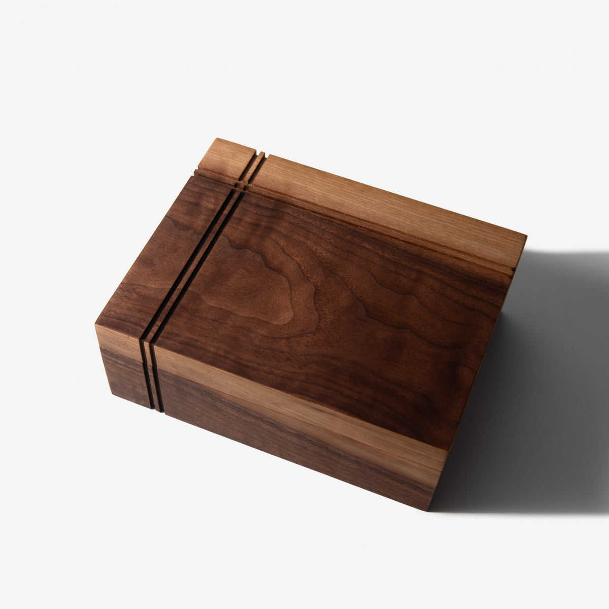Black Walnut and Maple Keepsake Box - Brass Lock - Personalized Memory Box