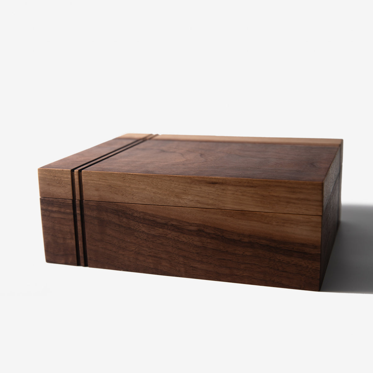 Black Walnut and Maple Keepsake Box - Brass Lock - Personalized Memory Box