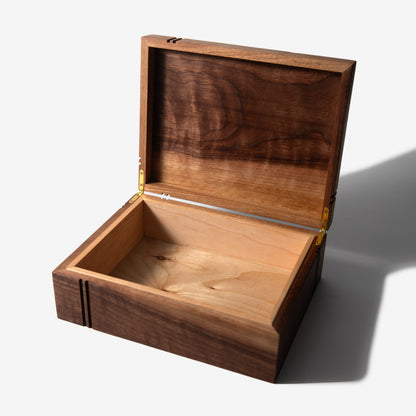 Black Walnut and Maple Keepsake Box - Brass Lock - Personalized Memory Box
