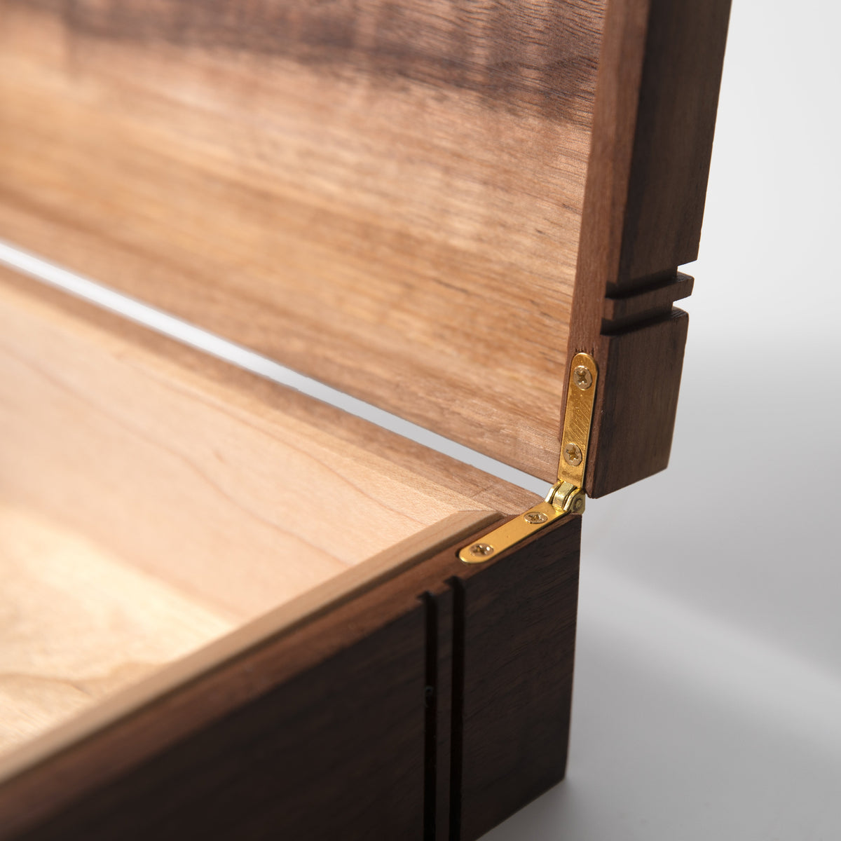 Black Walnut and Maple Keepsake Box - Brass Lock - Personalized Memory Box