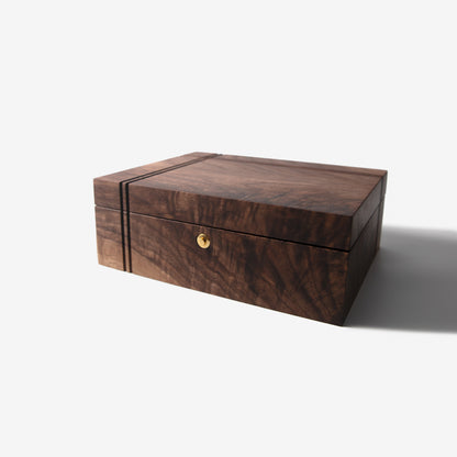 Black Walnut and Maple Keepsake Box - Brass Lock - Personalized Memory Box