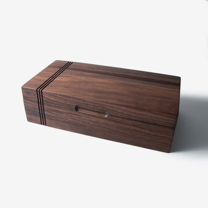 Black Walnut Tea Box - 8 Compartment Wooden Tea Chest