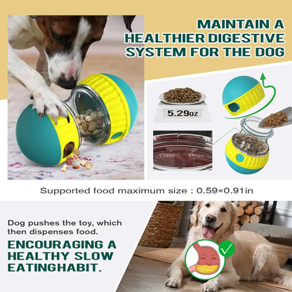 Pet Food Dispenser，Adjustable Distribution Ball，Sturdy Slow Feeding Puppy Reinforcement Training Toy，Pet Interactive Chasing Toy