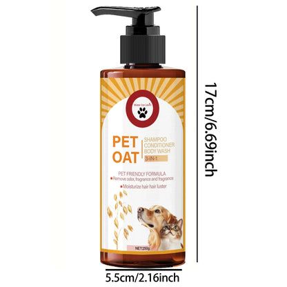 Pet shampoo; cleans fur, removes odors, makes fur soft and not dry, has a long-lasting fragrance, specially designed for pets, suitable for bathing dogs and cats