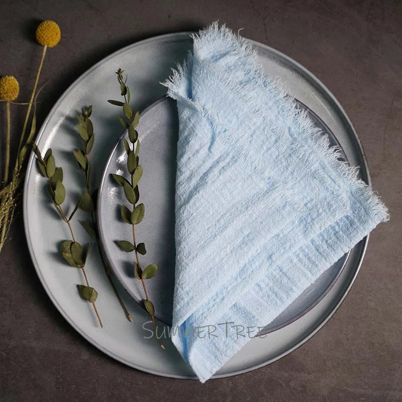 10pcs Large Napkins 41x41cm Rustic Cotton Gauze  Napkin Muslin Tea Towel Dinner Retro Cheesecloth Wedding Party Linen Decor