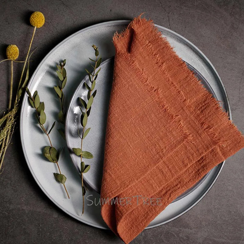 10pcs Large Napkins 41x41cm Rustic Cotton Gauze  Napkin Muslin Tea Towel Dinner Retro Cheesecloth Wedding Party Linen Decor