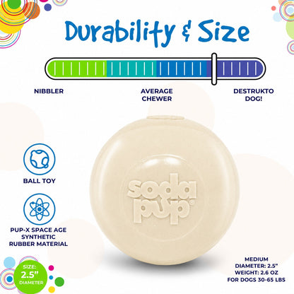 Glow in the Dark Glitter Ball 2-Pack Dog Toy | Soft PUP-X Rubber Floating Fetch Ball with Treat Dispenser | USA Made