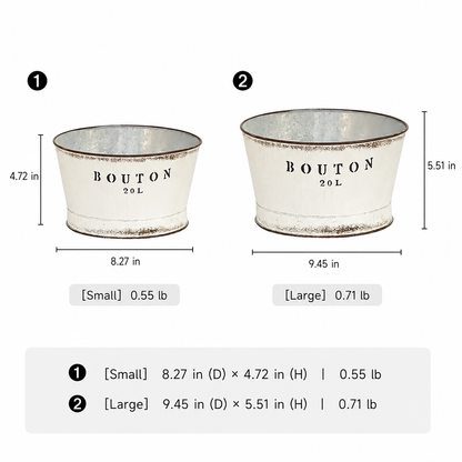 White Vintage Trough Metal Planter