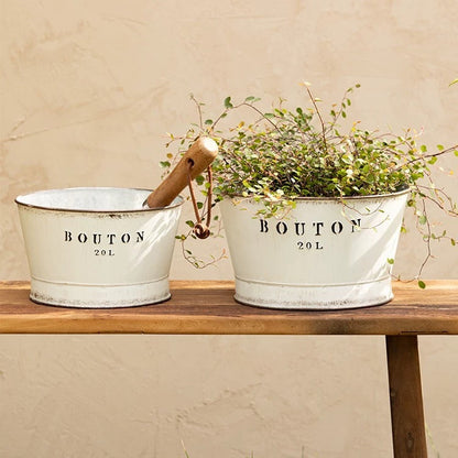 White Vintage Trough Metal Planter