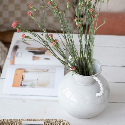 Stoneware Vase with Twisted Handles - Reactive Glaze Ceramic Vase