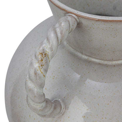 Stoneware Vase with Twisted Handles - Reactive Glaze Ceramic Vase