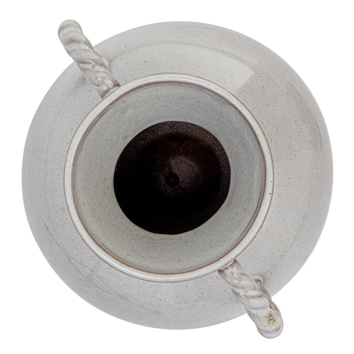 Stoneware Vase with Twisted Handles - Reactive Glaze Ceramic Vase