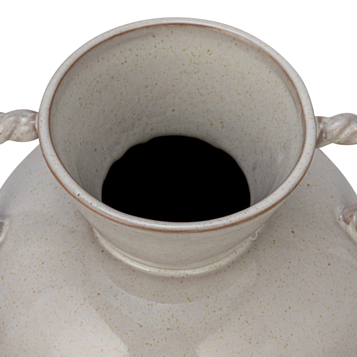 Stoneware Vase with Twisted Handles - Reactive Glaze Ceramic Vase