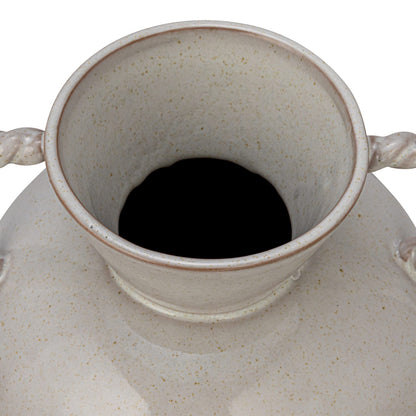 Stoneware Vase with Twisted Handles - Reactive Glaze Ceramic Vase