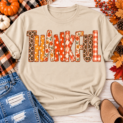 Thankful Patchwork Graphic Apparel