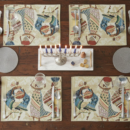 DaDa Bedding Set of 4-Pieces Dancing Women African Kwanzaa Tapestry Dining Table Placemats 13” x 19” (18117)
