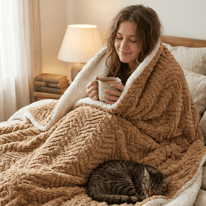 DaDa Bedding Brown Faux Fur Pet Blanket for Dogs & Cats – Washable Sherpa Throw