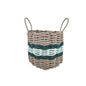 Lobster Rope Basket Tan and Seafoam, Hunter Green Accents