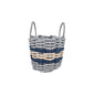 Lobster Rope Basket Light Gray and Light Tan, Navy Accents