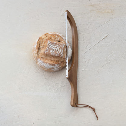 Artisan Bread Bow Knife - Natural Wood with Stainless Steel Blade - Farmhouse Kitchen