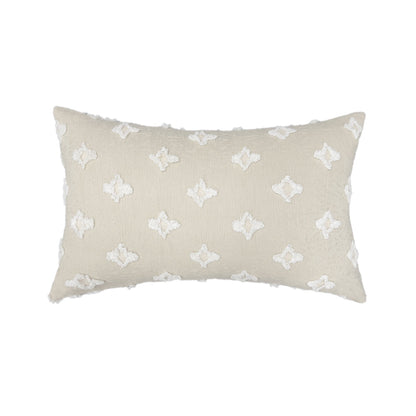12''x20'' tufted floral lumbar support 100% cotton throw pillow | 7 colors textured daisy stitch design | boho chic lumbar & accent pillow | insert included