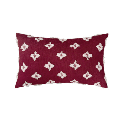 12''x20'' tufted floral lumbar support 100% cotton throw pillow | 7 colors textured daisy stitch design | boho chic lumbar & accent pillow | insert included