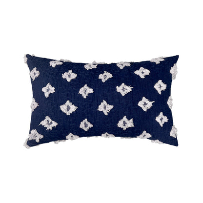 12''x20'' tufted floral lumbar support 100% cotton throw pillow | 7 colors textured daisy stitch design | boho chic lumbar & accent pillow | insert included
