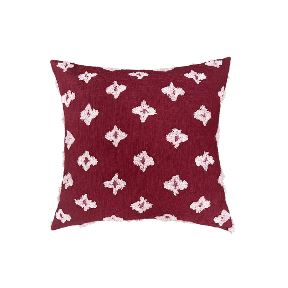 20''x20'' tufted floral 100% cotton throw pillow | 7 colors textured daisy stitch design | boho chic couch & bedroom accent | insert included