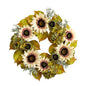 24" White Sunflower and Hydrangea Artificial Autumn Wreath
