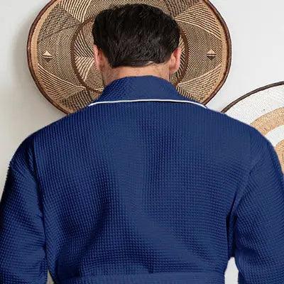 Premium Waffle Piping Robe for Men