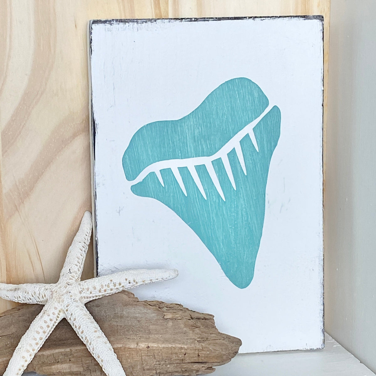 Shark Tooth Wood Sign