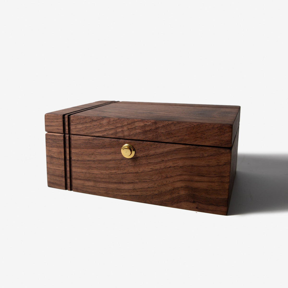 Black Walnut and Maple Keepsake Box - Brass Lock - Personalized Memory Box