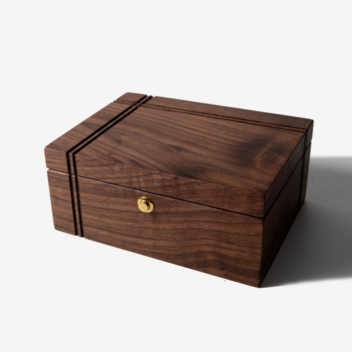 Black Walnut and Maple Keepsake Box - Brass Lock - Personalized Memory Box