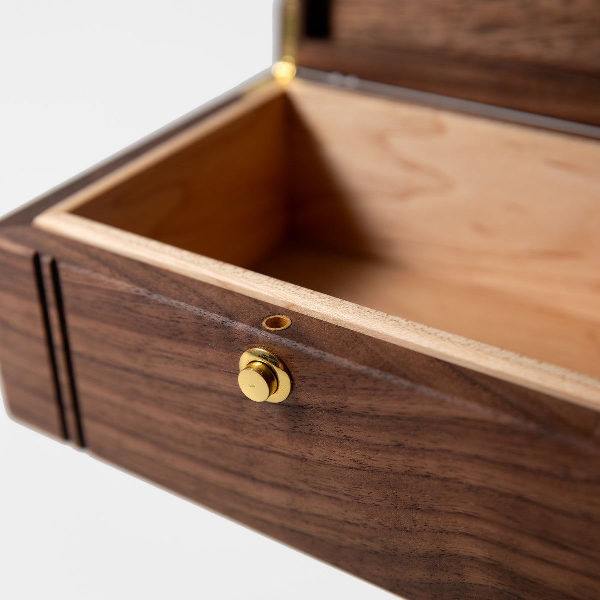 Black Walnut and Maple Keepsake Box - Brass Lock - Personalized Memory Box