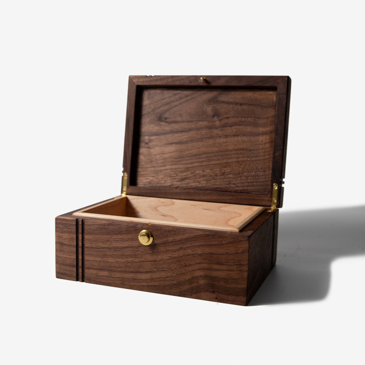 Black Walnut and Maple Keepsake Box - Brass Lock - Personalized Memory Box