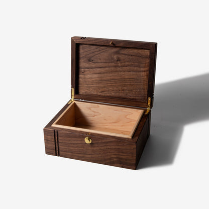 Black Walnut and Maple Keepsake Box - Brass Lock - Personalized Memory Box