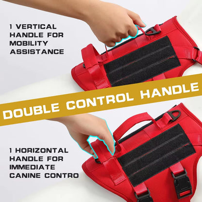 Heat-resistant Durable Nylon Tactical Service Dog Harness, Adjustable No-pull Reflective Vest With Dual Handles For Large Dogs