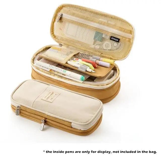 Colorful Pencil Organizer Pouch Pen Holder School Supplies Portable Travel Simple Storage Box Easy Grip Handle