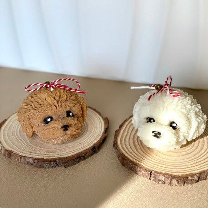Cute Puppy Sculpture Candle – Hand-Poured Soy Wax | Ivory, Brown & Pink