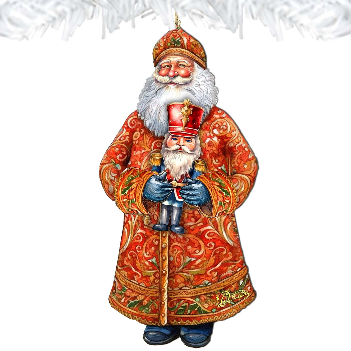 Santa's Holiday Nutcracker Wooden Ornaments by G. Debrekht - Christmas Santa Snowman Decor - 8691401