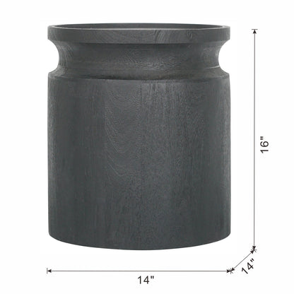 Black Wooden Cylinder Side Table