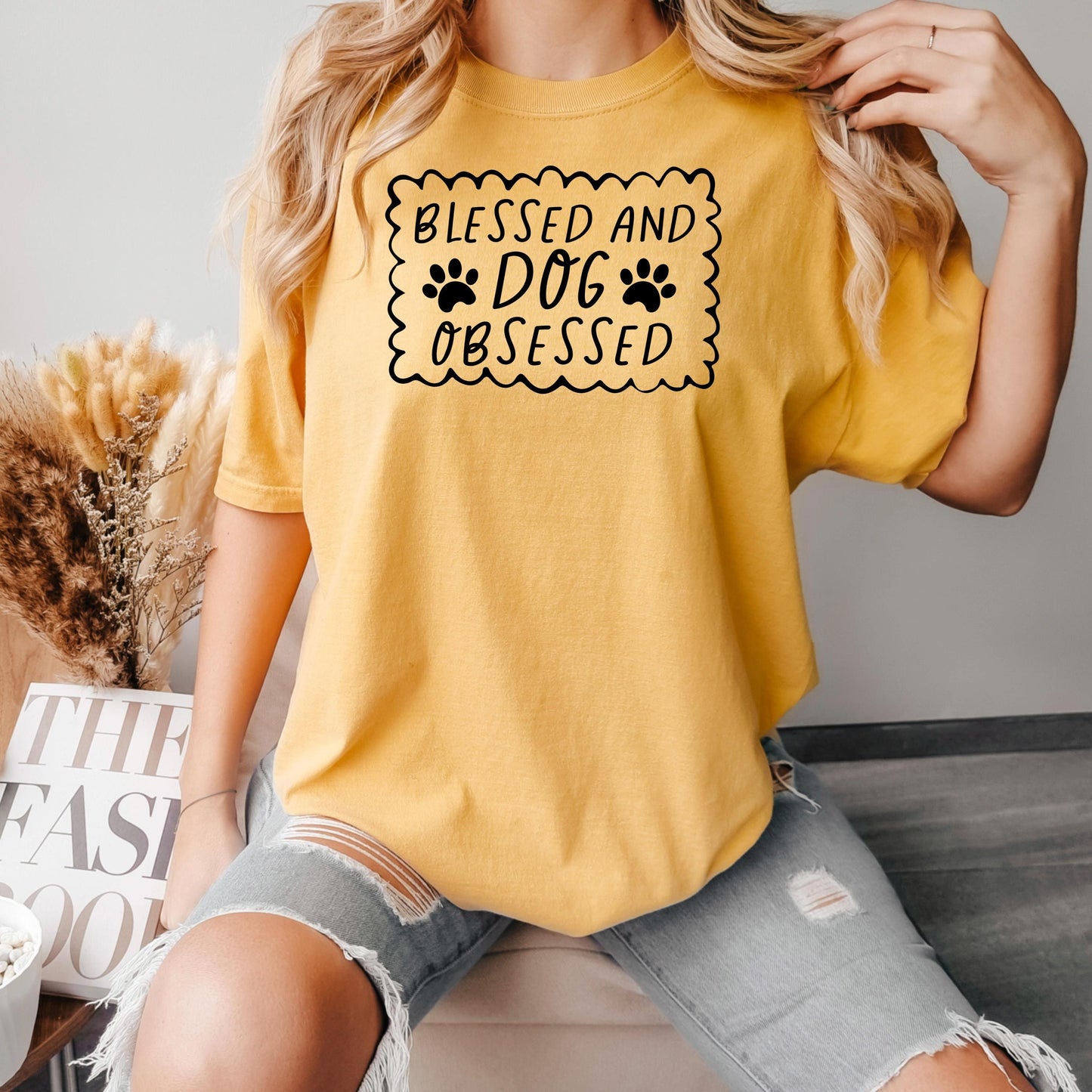 Dog Lover T-Shirt - Blessed & Dog Obsessed Comfort Colors Tee With Paw Prints