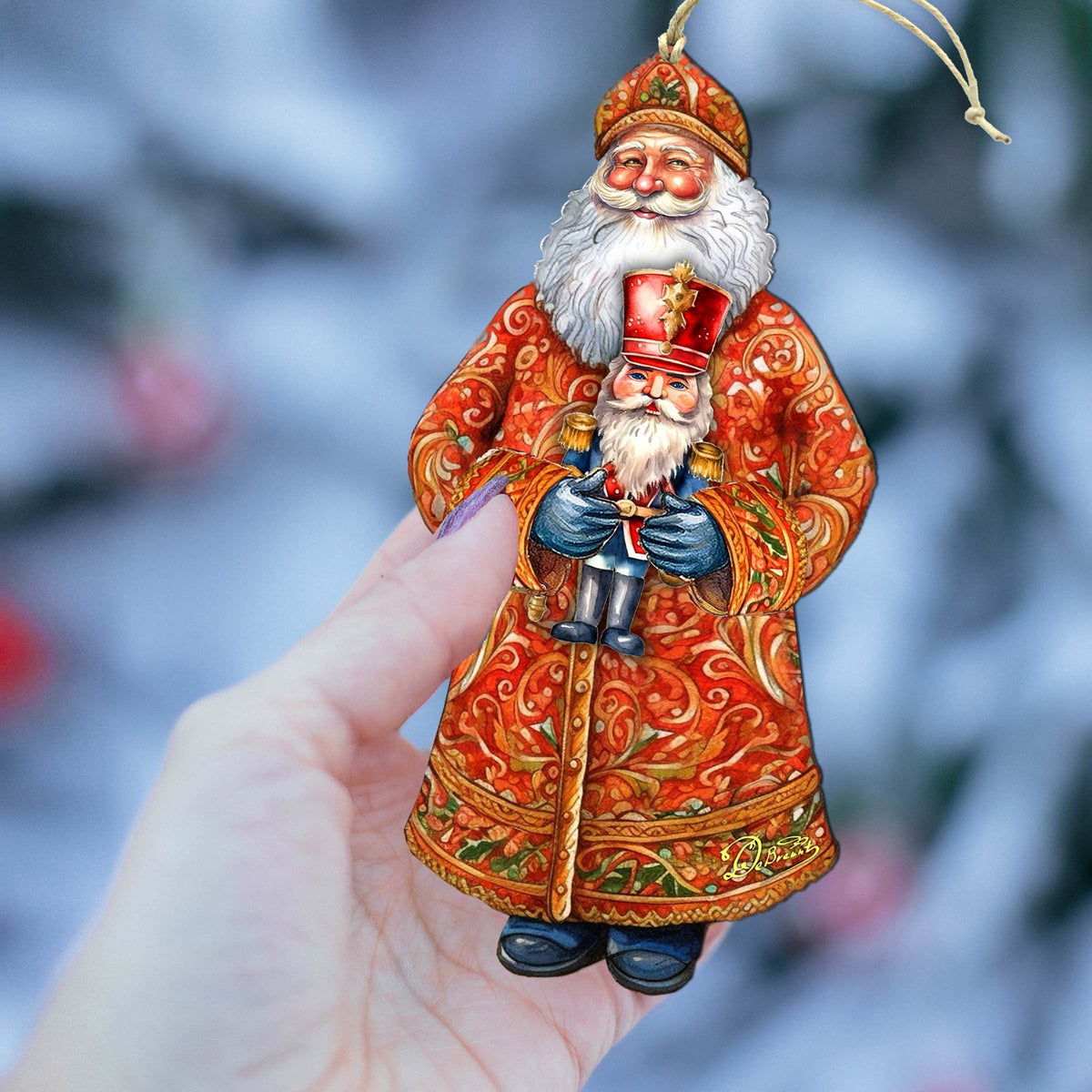 Santa's Holiday Nutcracker Wooden Ornaments by G. Debrekht - Christmas Santa Snowman Decor - 8691401
