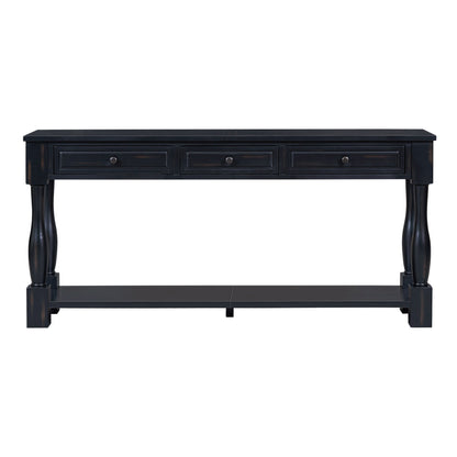 63" Console Table with Drawers and Shelf - Espresso